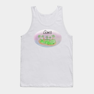 Aves watercolor Island travel, beach, sea and palm trees. Holidays and rest, summer and relaxation Tank Top